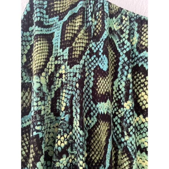 INC International Concepts Snake Print Green Y2K Mini Flounce Dress Sz Med Petit - Picture 11 of 12